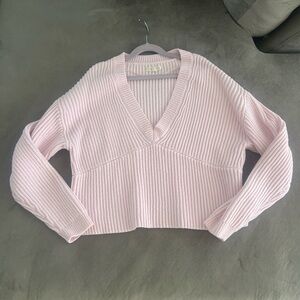 La Hearts Light Pink V-Neck Sweater